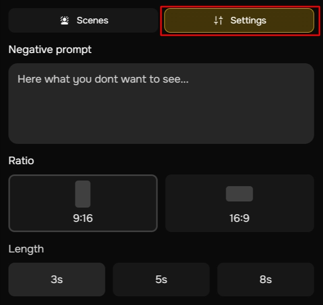 SugarLab AI Video Generator Settings