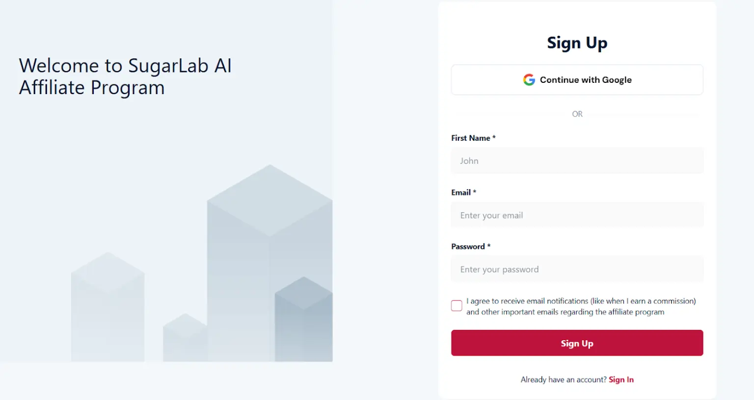 Sugarlab AI Affiliate Sign Up